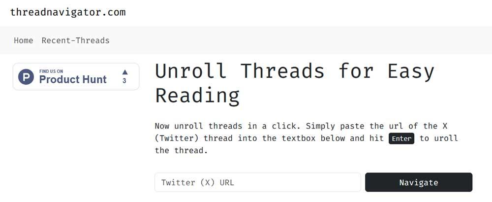 Interface du navigateur de threads