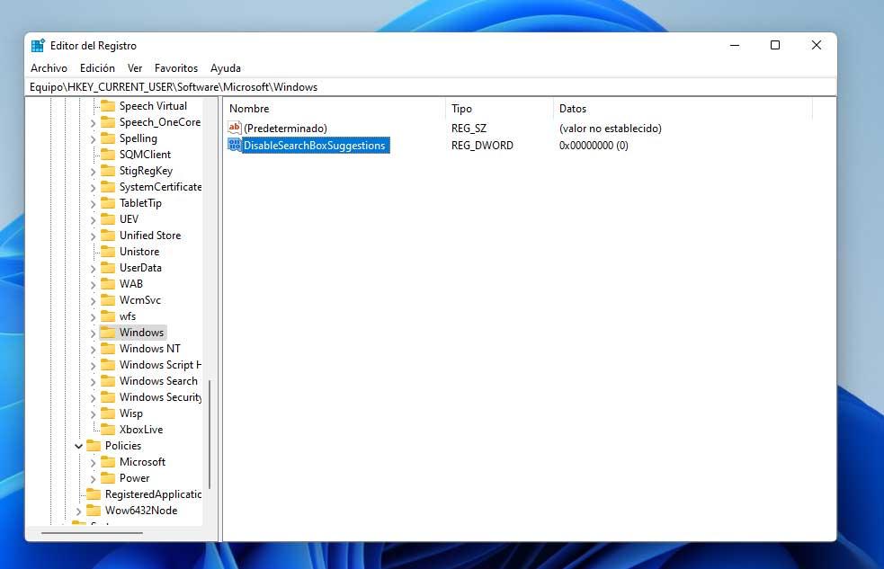 Registre Windows 11