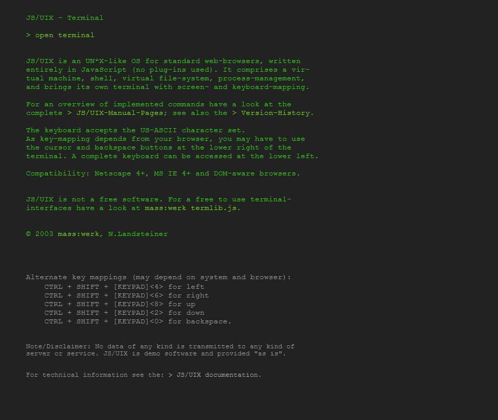 Application TerminalJS