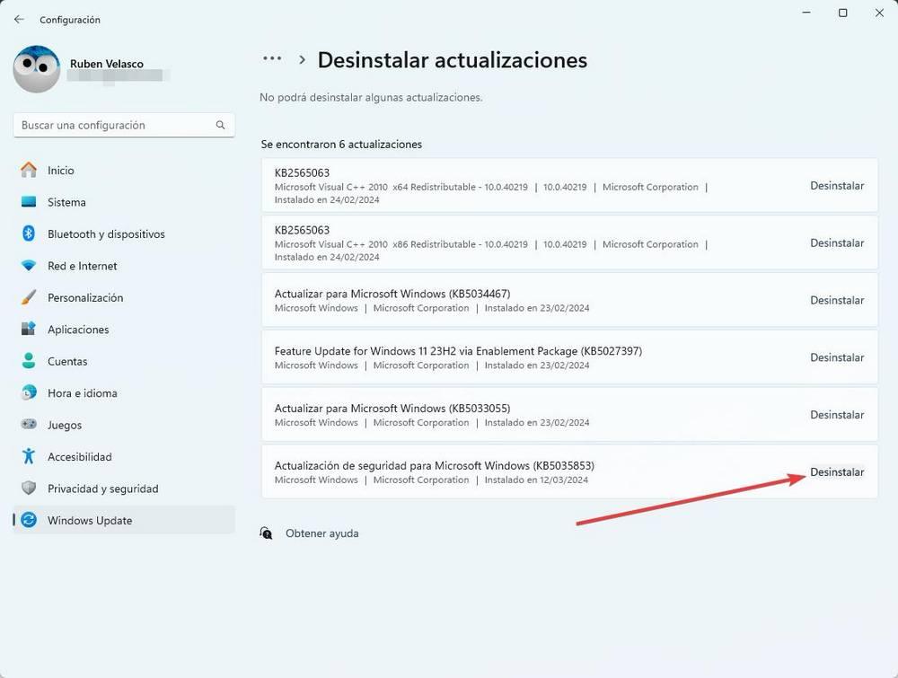 Désinstaller le correctif Windows 11 mars 2024