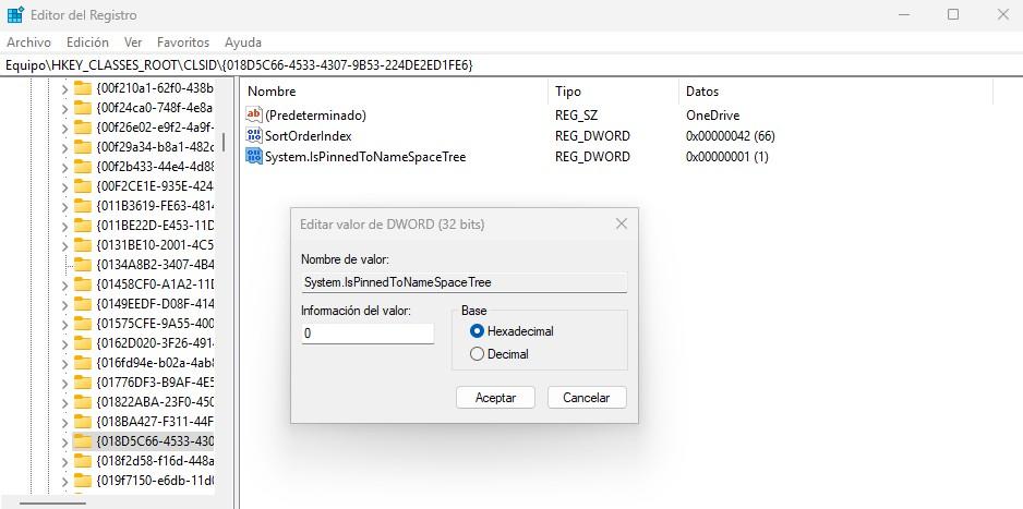 modifier le registre supprimer onedrive