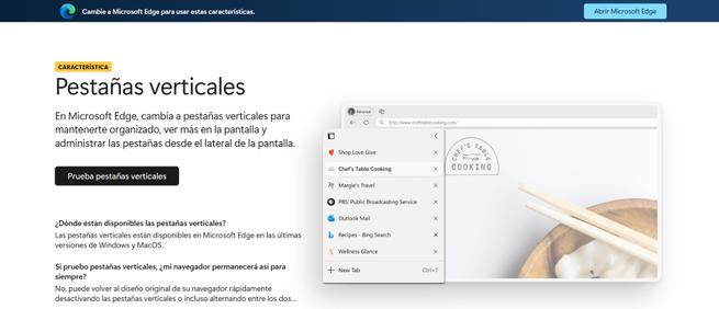 bord des onglets verticaux de la page