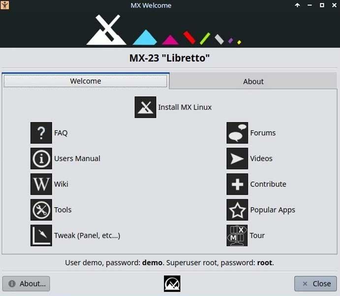 interface Linux MX