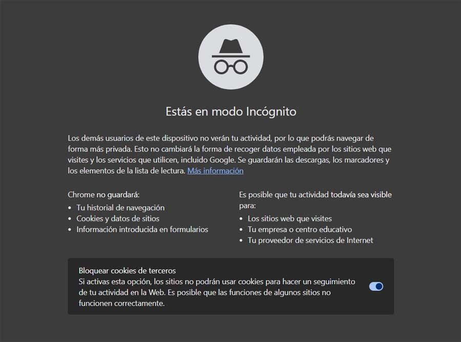Chrome incognito