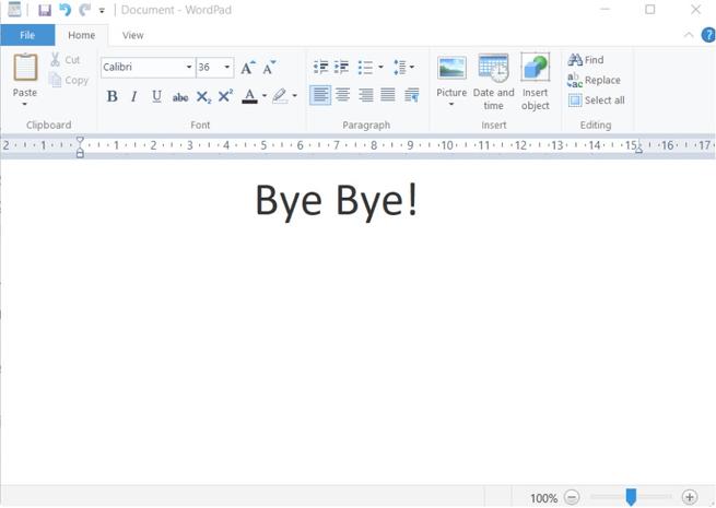 Au revoir Wordpad