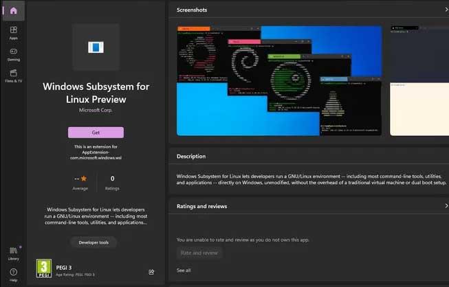 Sous-système Windows Linux
