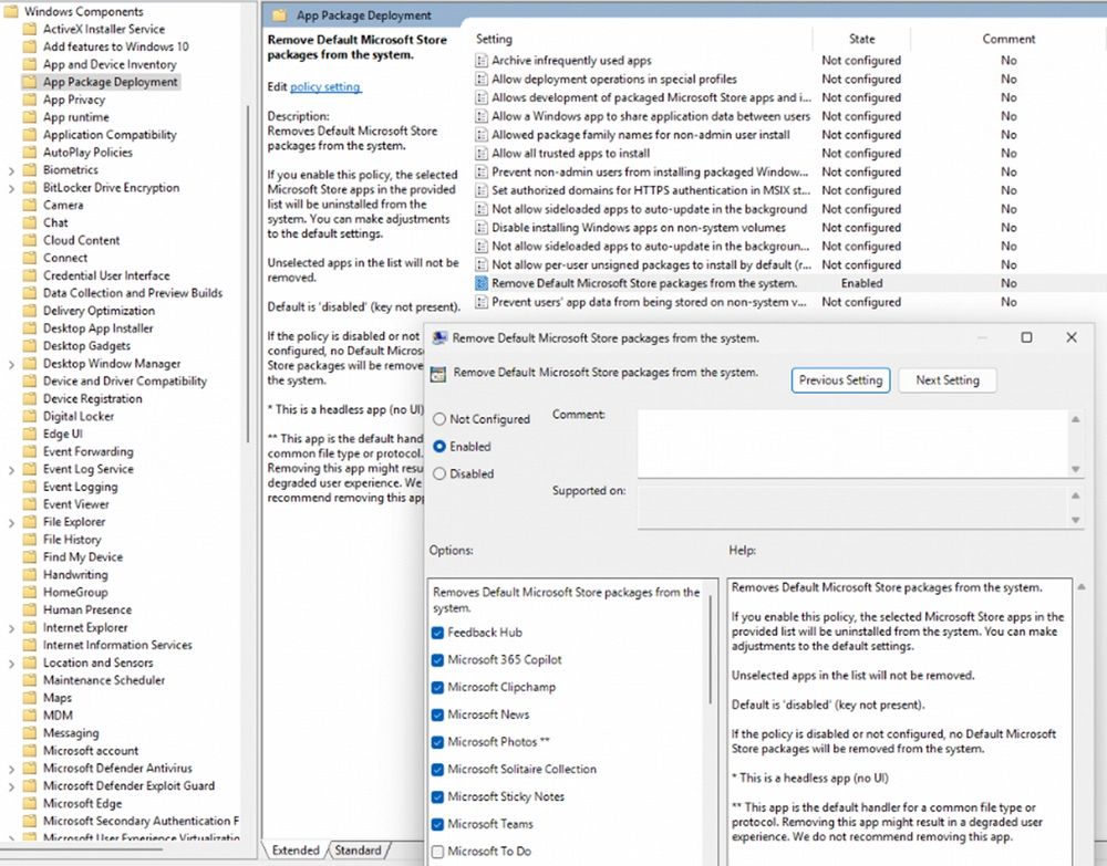 Éditeur des directives de groupe Windows 11 affichant la nouvelle stratégie 