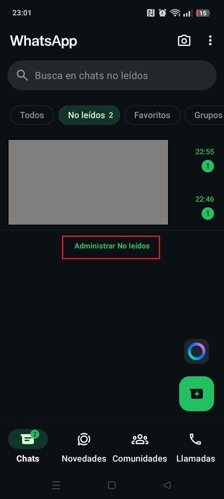 Menu de messages non créés
