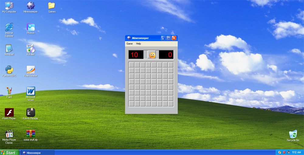 Interface de simulation Windows XP