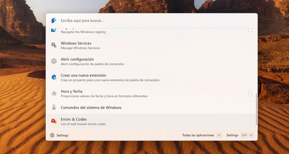 Erreurs Rechercher le moteur Capture à l'intérieur de la palette de commande PowerToys
