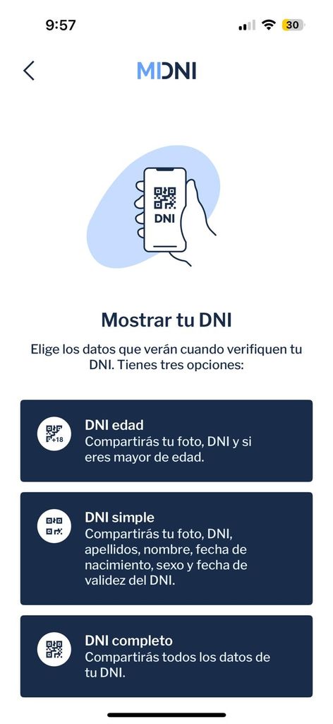 Capture de l'application Midni avec la possibilité de choisir les données que nous voulons faciliter.
