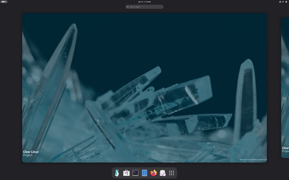 Effacer l'interface de bureau Linux avec l'environnement GNOME, la distribution optimisée dont le support Intel est terminé.