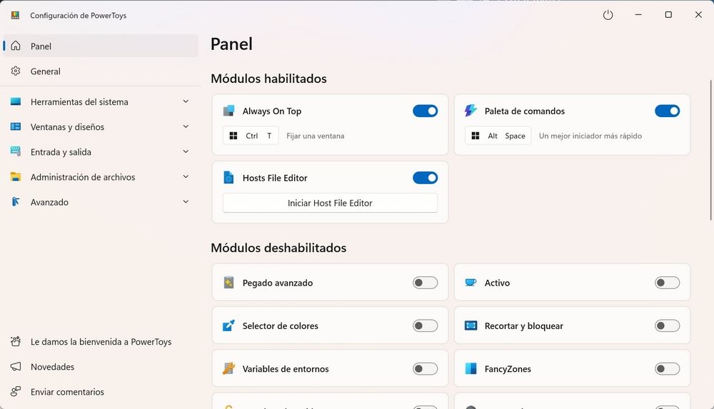 Capture d'écran avec la palette de commande activée dans le PowerToys