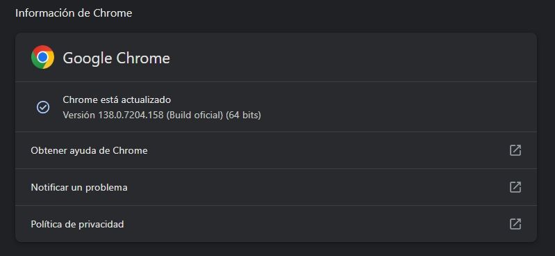 Mise à jour chromée