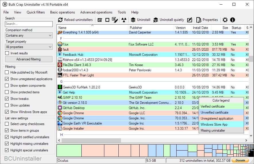 Interface de programme de désinstallation de merde