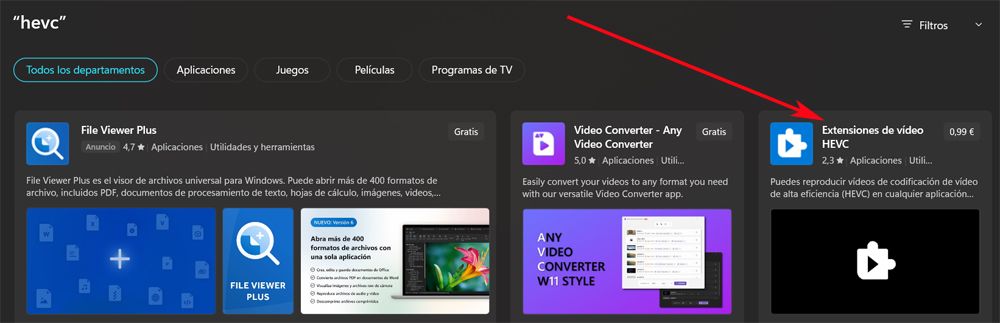 Microsoft Store HEVC