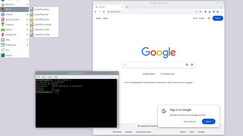 Interface de bureau Raspberry Pi. Photo: Linux.