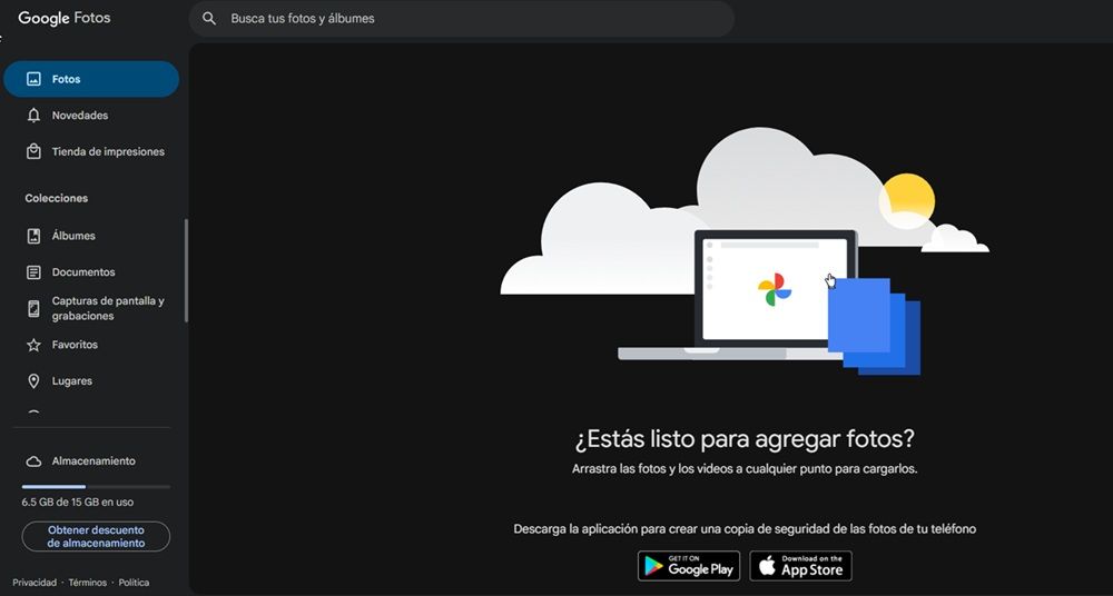 Interface Google Photos