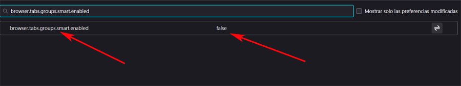 Écran des options de test Firefox