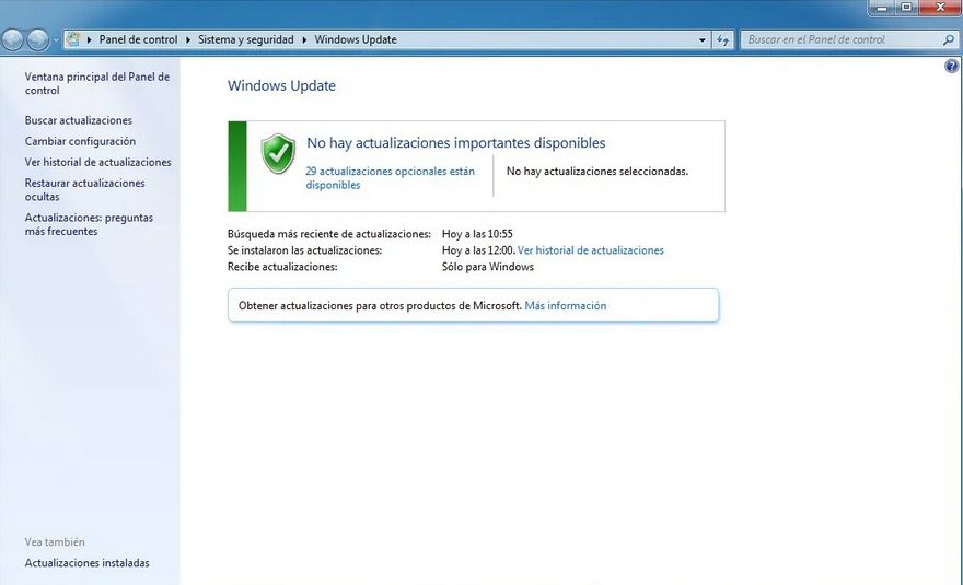 Mettre à jour l'écran de Windows 7