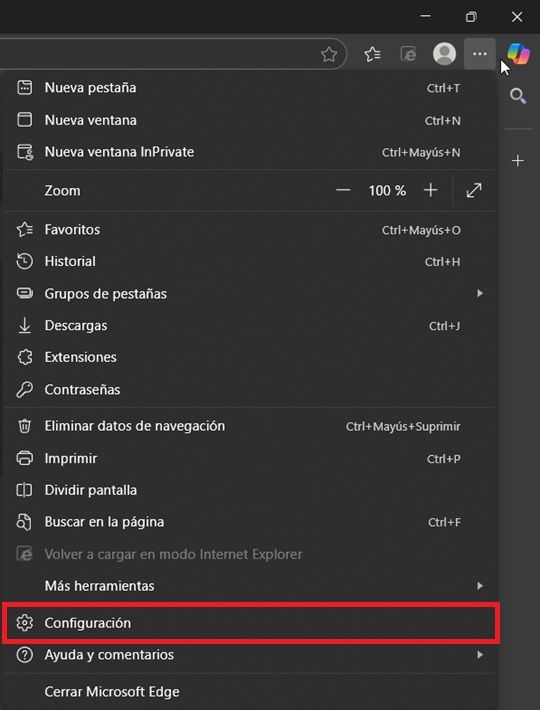 Menu de drop edge-down