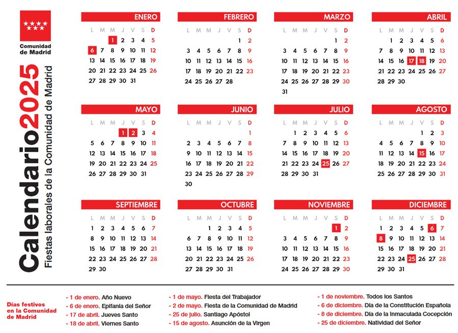Calendrier du travail de Madrid