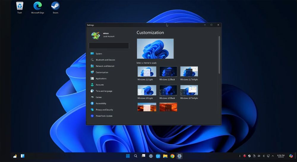 Interface utilisateur Distro Winux