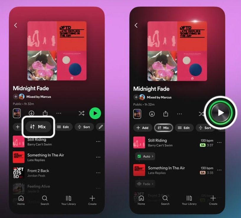Fonction des mélanges Spotify