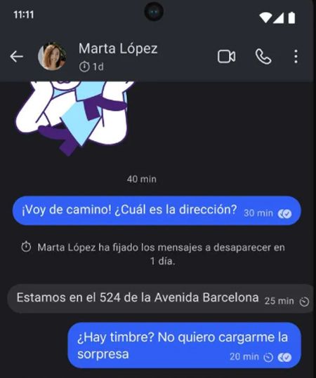 Interface de l'application de signal