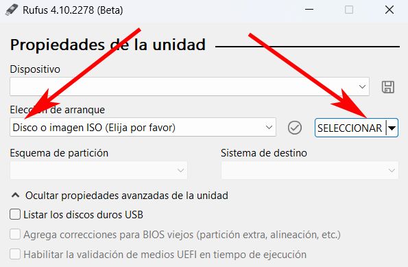 RUFUS SELECT SYSTÈME ISO