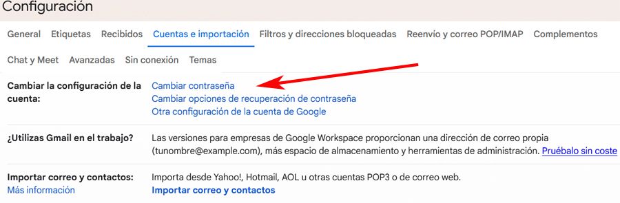 Configuration de sécurité Gmail