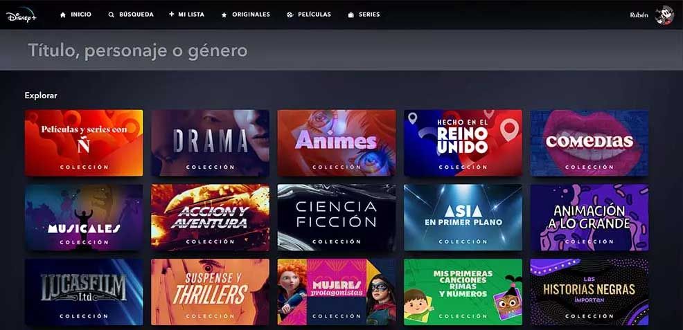 Interface Disney + Streaming