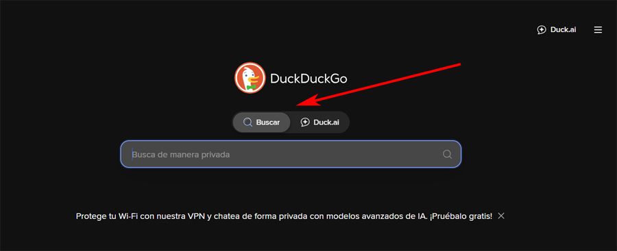 Modification du mode d'utilisation dans Duckckgo