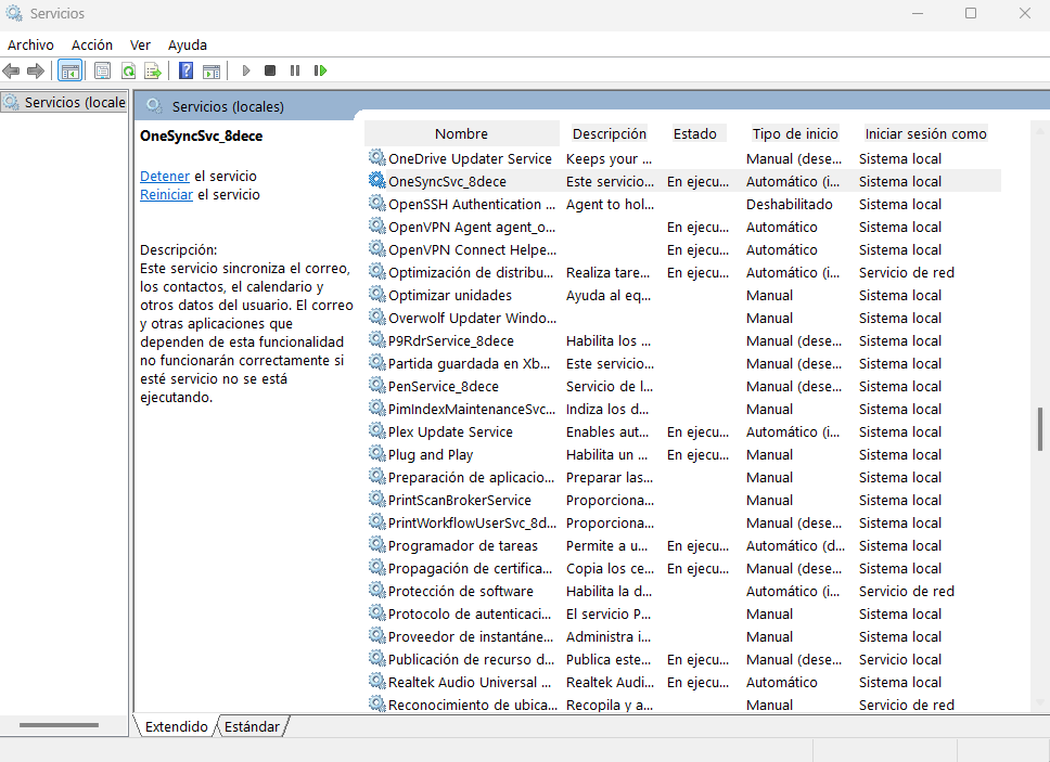 Panneau de services Windows 11