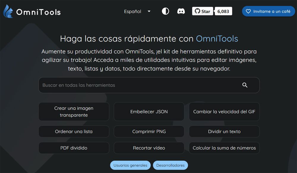 interface principale omnitools