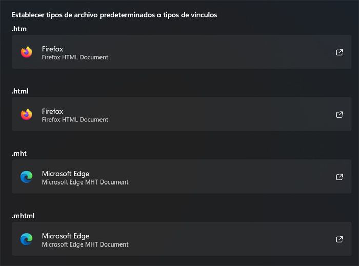 paramètres des applications par défaut