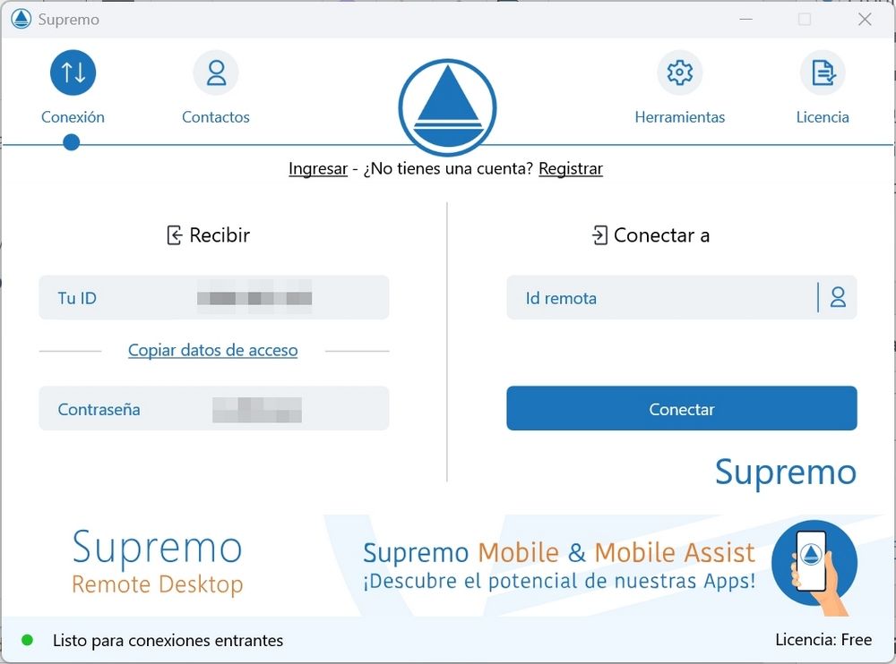 Fenêtre Supremo Remote, la principale alternative à TeamViewer.