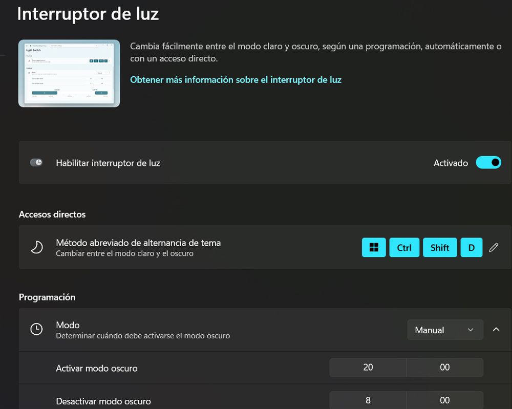 Interrupteur d'éclairage Powertoys