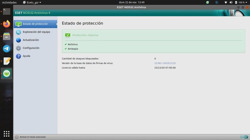 Interface ESET