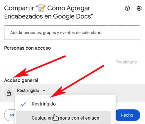 restreindre les documents Google