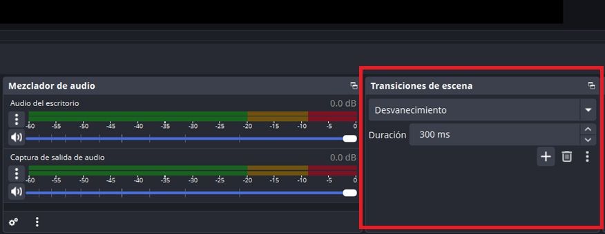 Menu de transition entre les scènes