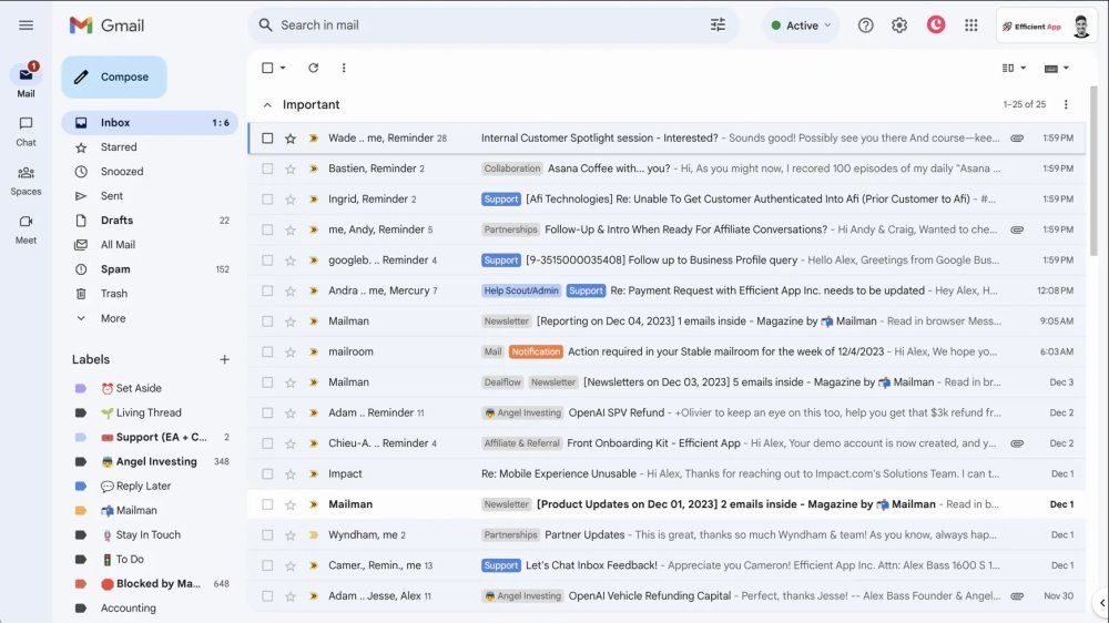 Boîte de réception Gmail