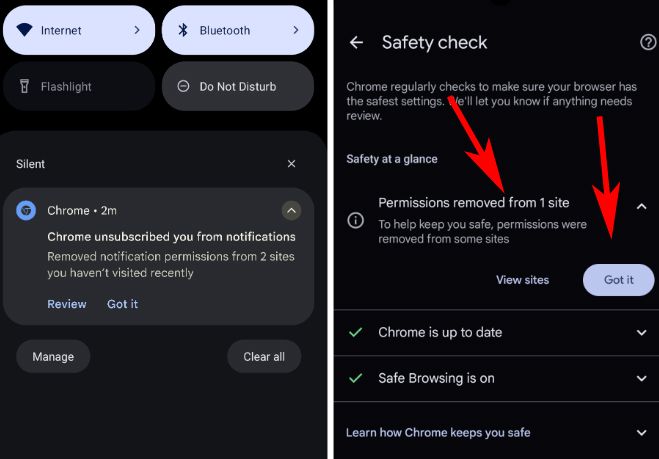 notifications dans Chrome