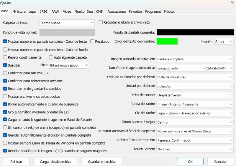 paramètres du programme faststone