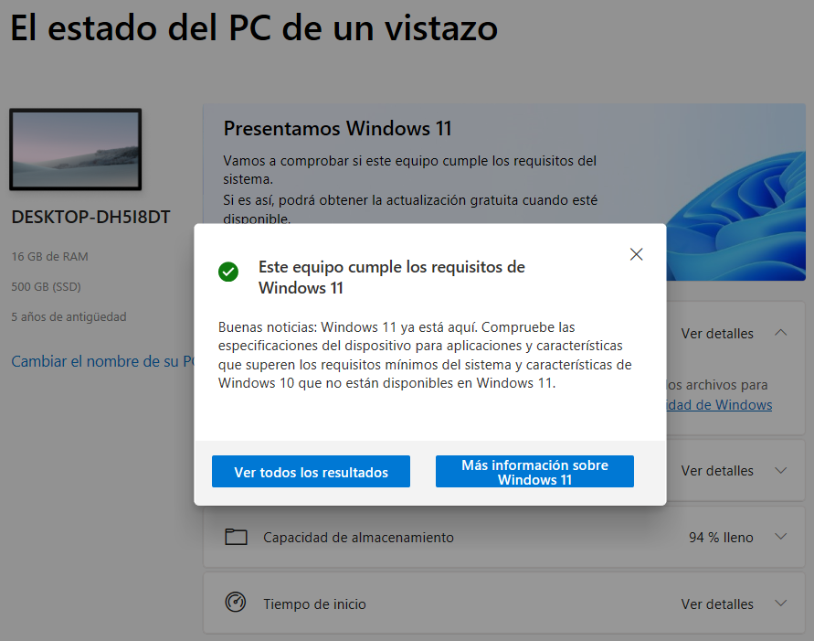 Vérifiez la compatibilité avec Windows 11.