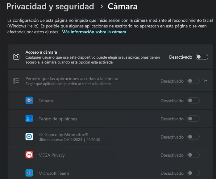 Privacy WECAM Windows 11