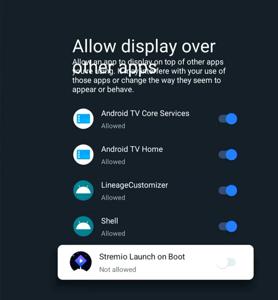 Interface du système d'exploitation Stremio