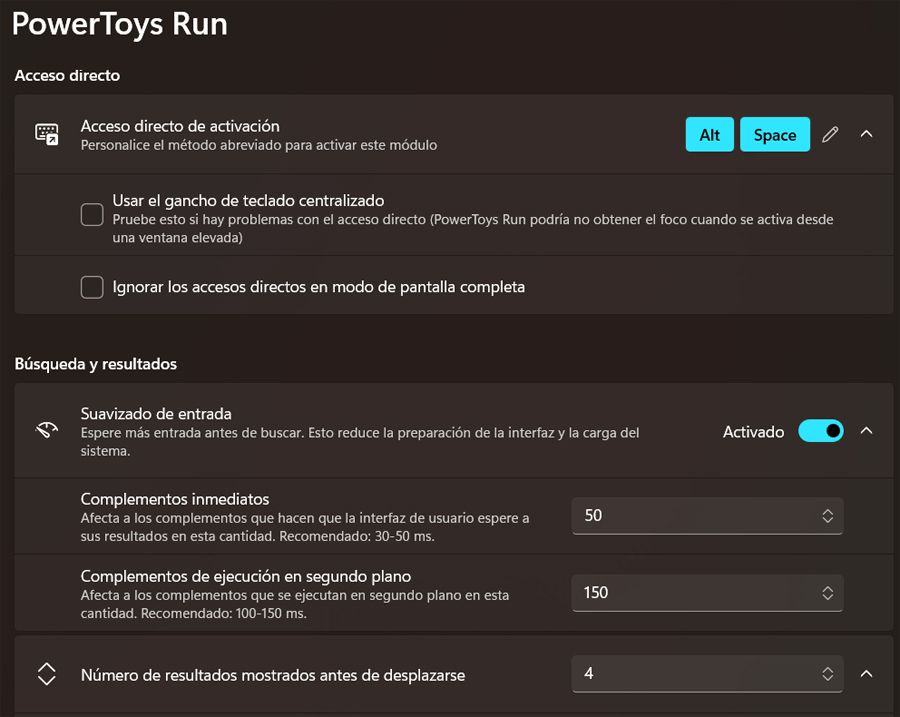 Configuration d'exécution des Powertoys