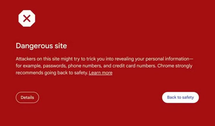 Alerte Web de danger Chrome