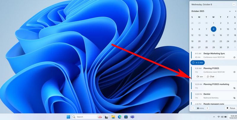 calendrier agenda windows 11